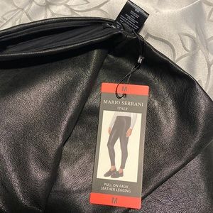 NWT Mario Serrani Faux Leather Legging Black Medium